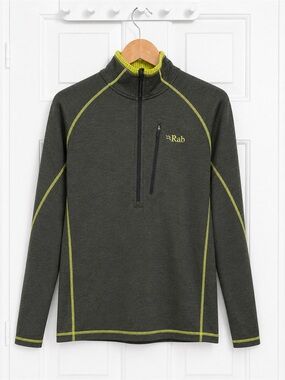 Rab Olive Green Half-Zip Fleece with Lime Stitching